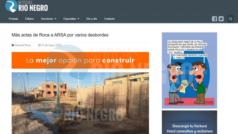 Iud sobre las actas e infracciones de ARSA a la municipalidad de Roca: «También existen las facturas de agua»