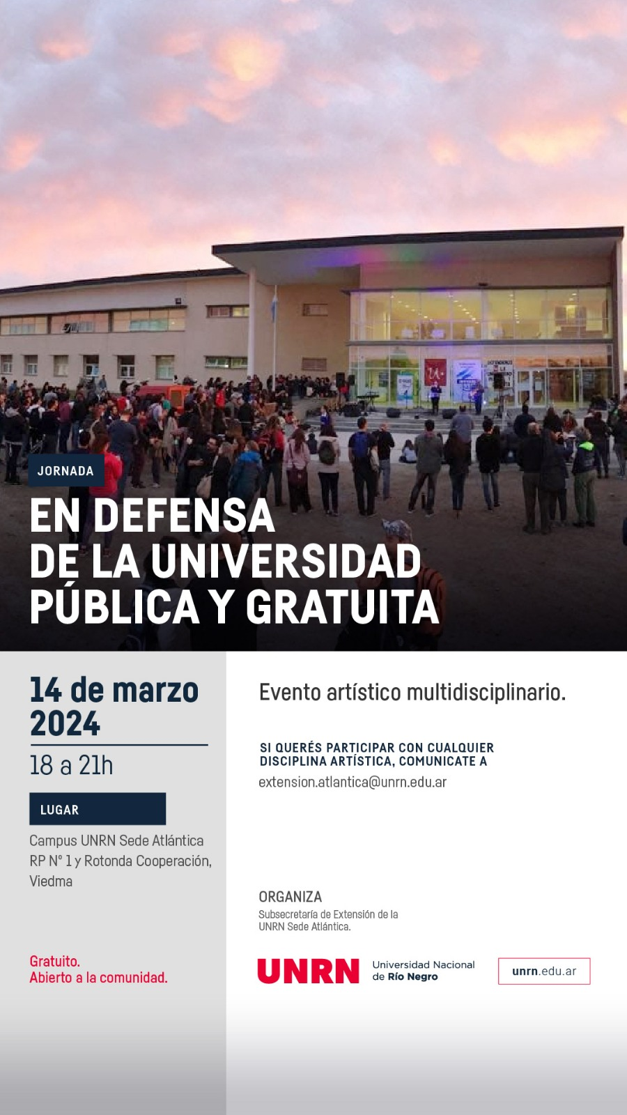 Invitación a jornada en defensa de la Universidad Pública y Gratuita